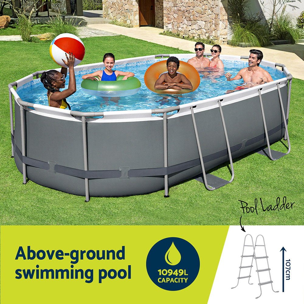 Bestway 488x305x107cm Swimming Pool Steel Frame Set w/ Pump Filter Ladder Cover | Outdoorium
