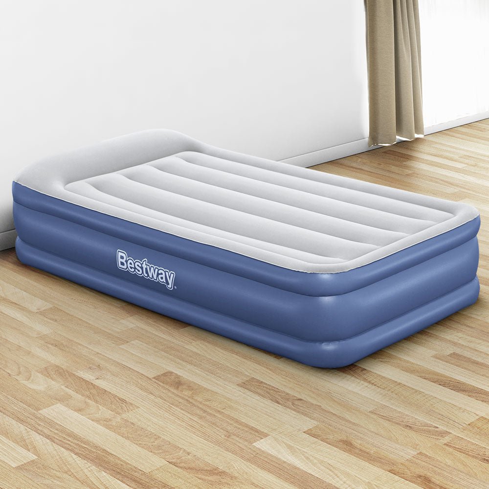 Bestway Air Mattress Inflatable Bed 46cm Airbed Single Blue - Outdoorium