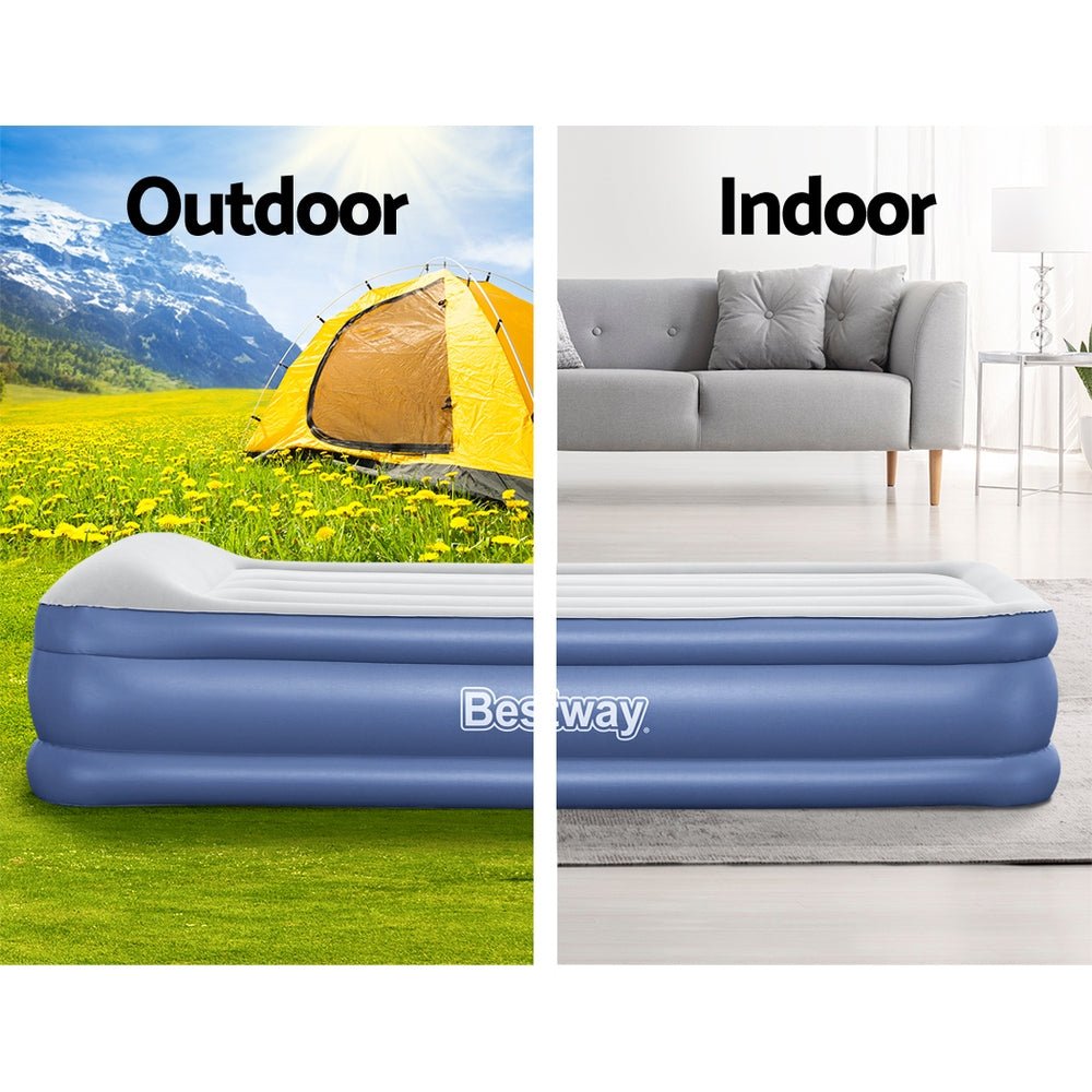 Bestway Air Mattress Inflatable Bed 46cm Airbed Single Blue - Outdoorium