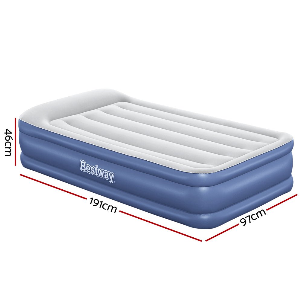 Bestway Air Mattress Inflatable Bed 46cm Airbed Single Blue - Outdoorium