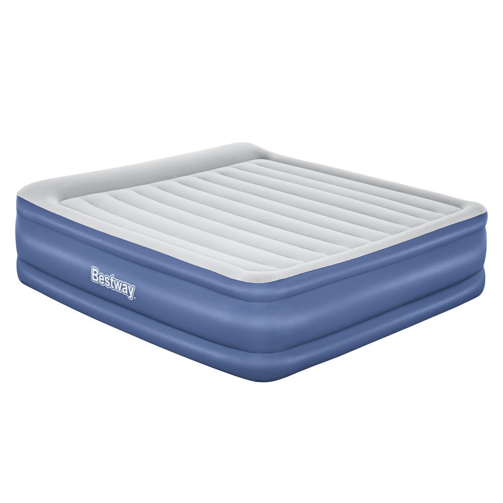 Bestway Air Mattress King Inflatable Bed 56cm Airbed Blue - Outdoorium