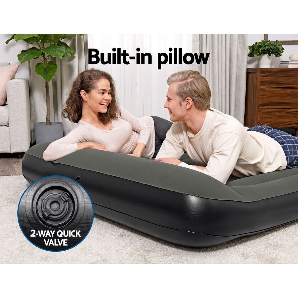 Bestway Air Mattress Queen Inflatable Bed 30cm Airbed Grey - Outdoorium