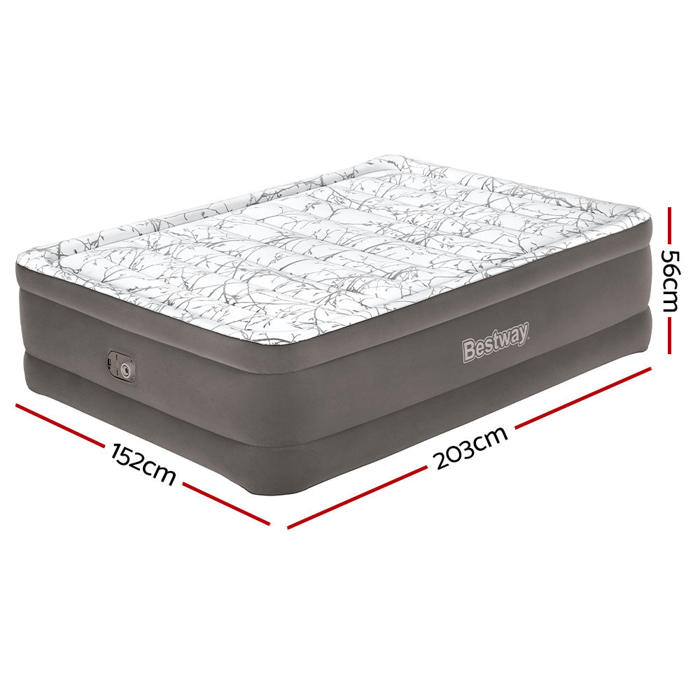 Bestway Air Mattress Queen Inflatable Bed 56cm Airbed Grey - Outdoorium