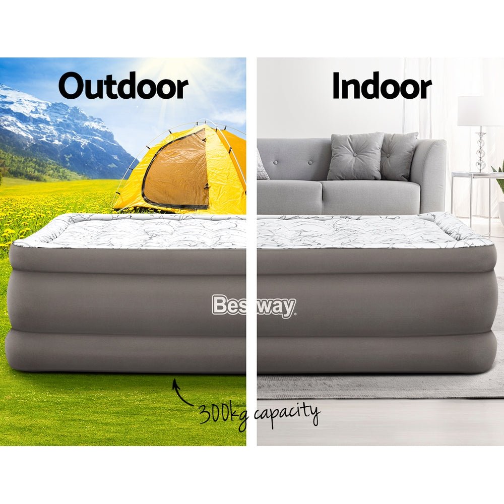 Bestway Air Mattress Queen Inflatable Bed 56cm Airbed Grey - Outdoorium