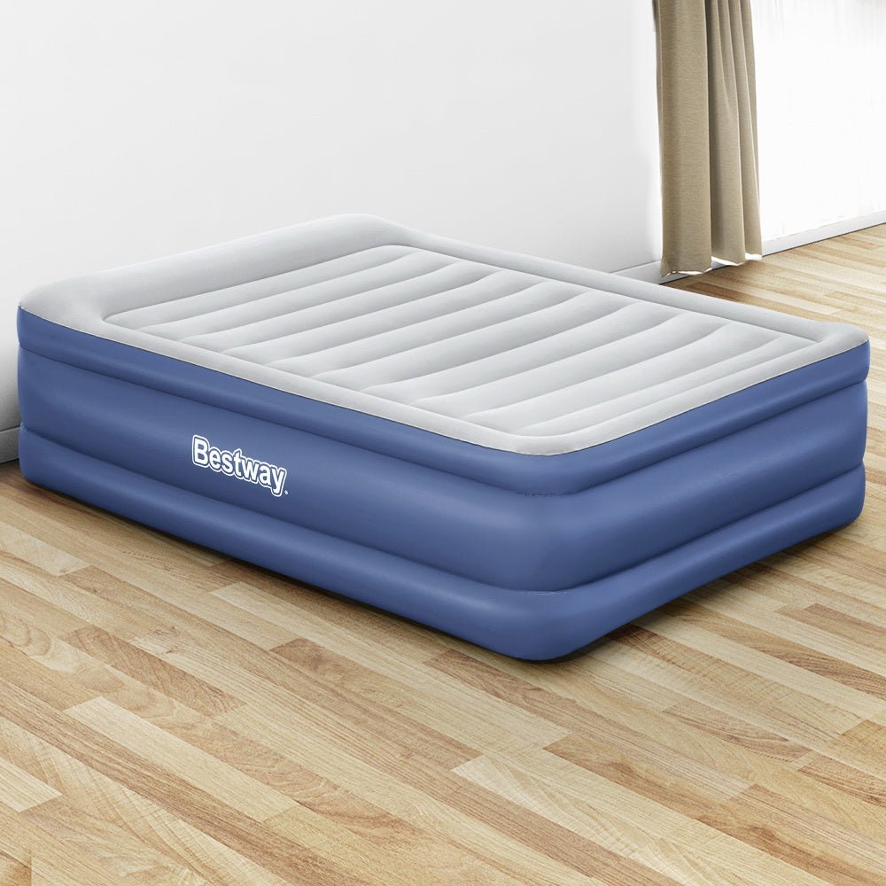 Bestway Air Mattress Queen Inflatable Bed 61cm Airbed Blue - Outdoorium