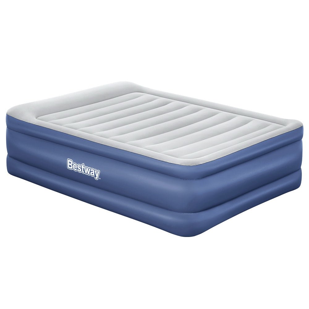 Bestway Air Mattress Queen Inflatable Bed 61cm Airbed Blue - Outdoorium