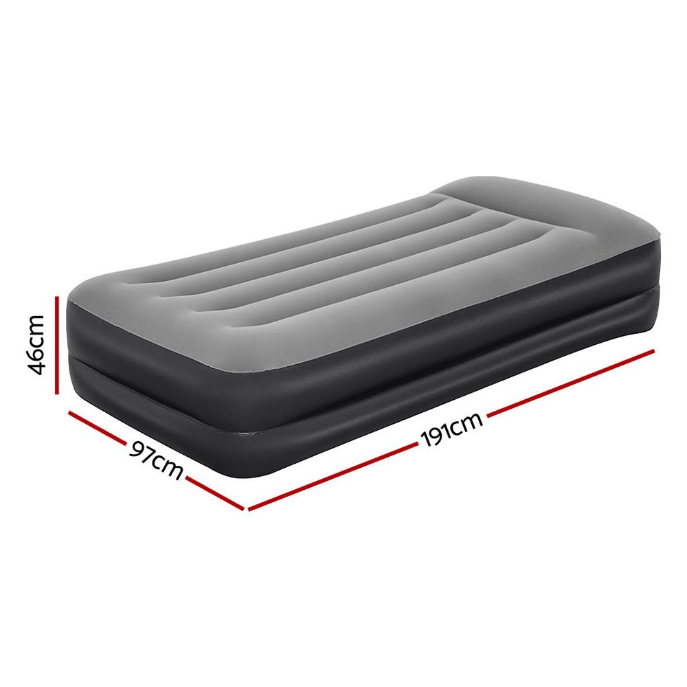 Bestway Air Mattress Single Inflatable Bed 46cm Airbed Black - Outdoorium