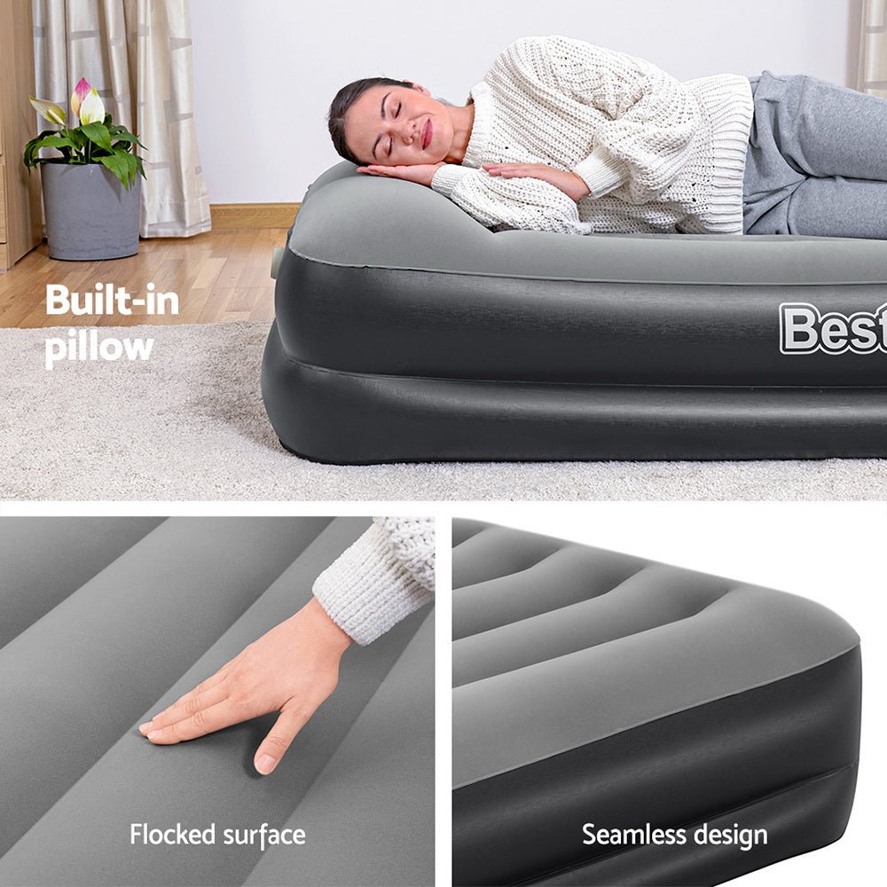 Bestway Air Mattress Single Inflatable Bed 46cm Airbed Black - Outdoorium