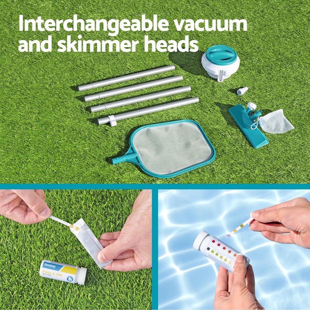 Bestway Pool Cleaner Vacuum Chemical Dispenser Thermometer Swimming Pools Cleaning Kit - Outdoorium