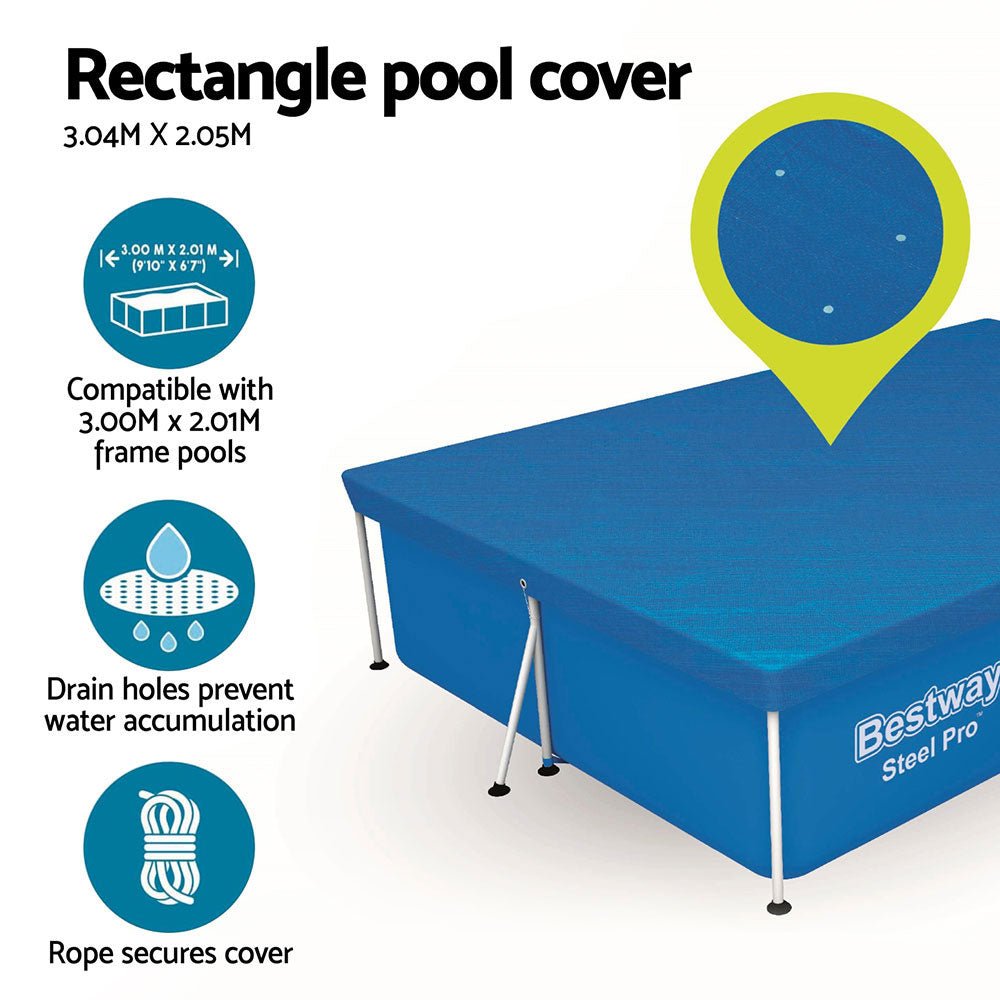 Bestway Pool Cover 58106 Fits 3x2.01m Above Ground Swimming Pool PE Blanket - Outdoorium