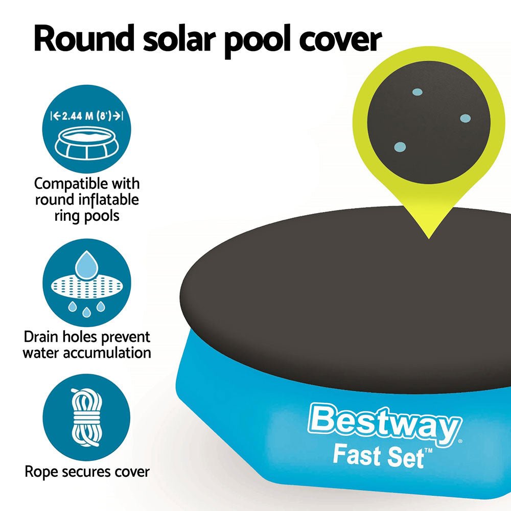 Bestway Pool Cover Fits 2.44m Above Ground Swimming Pool PVC Blanket - Outdoorium