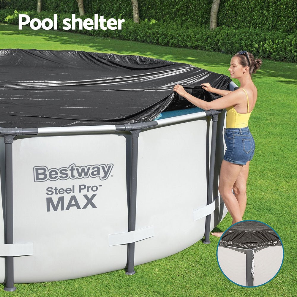 Bestway Pool Cover Fits 3.05m Round Above Ground Swimming Pool PVC Blanket - Outdoorium