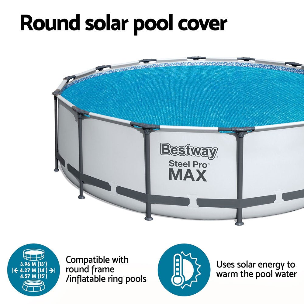 Bestway Pool Cover Solar Fits 4.17m Round Above Ground Swimming Pool Blanket - Outdoorium