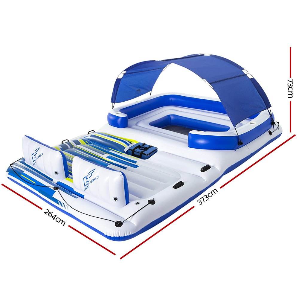 Bestway Pool Float Island Inflatable Lounge 6-person Seat Canopy - Outdoorium