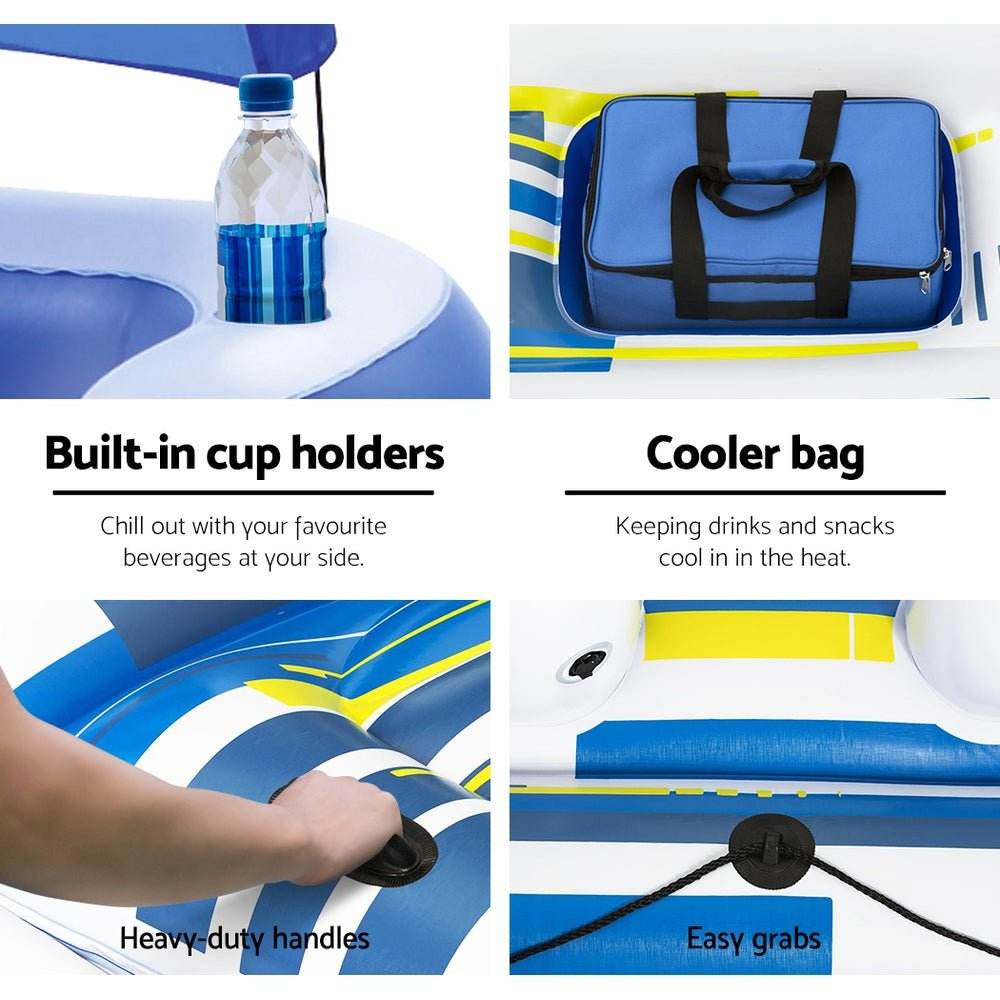 Bestway Pool Float Island Inflatable Lounge 6-person Seat Canopy - Outdoorium