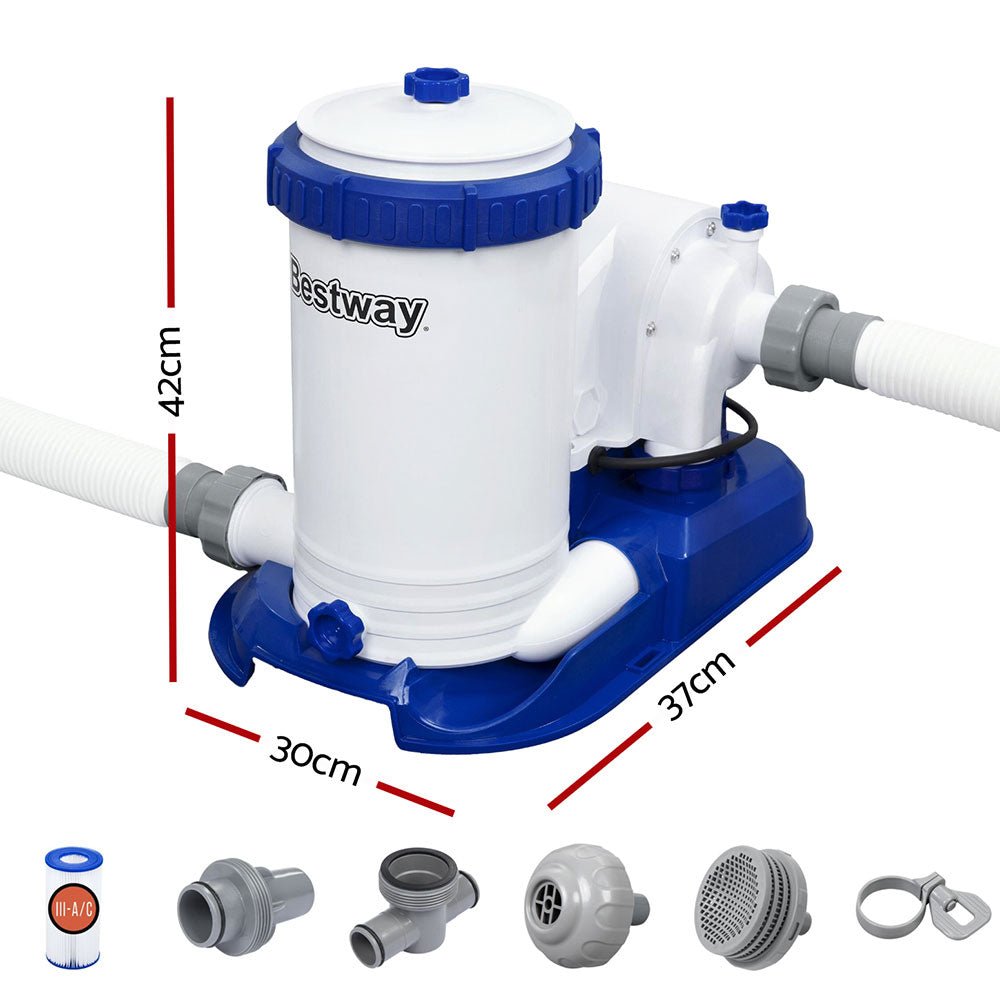 Bestway Pool Pump Cartridge Filter 2500GPH 9463L/H Flowclear? Filters Cleaner - Outdoorium