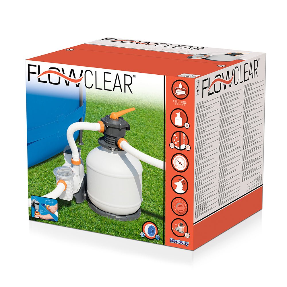 Bestway Pool Pump Sand Filter 3000GPH 11355L/H Pools Flowclear? Filters - Outdoorium