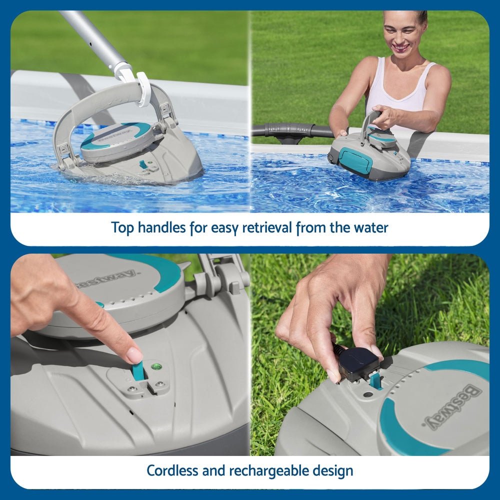 Bestway Robotic Pool Cleaner Cordless Automatic Robot Clean Swimming Pools Floor | Outdoorium