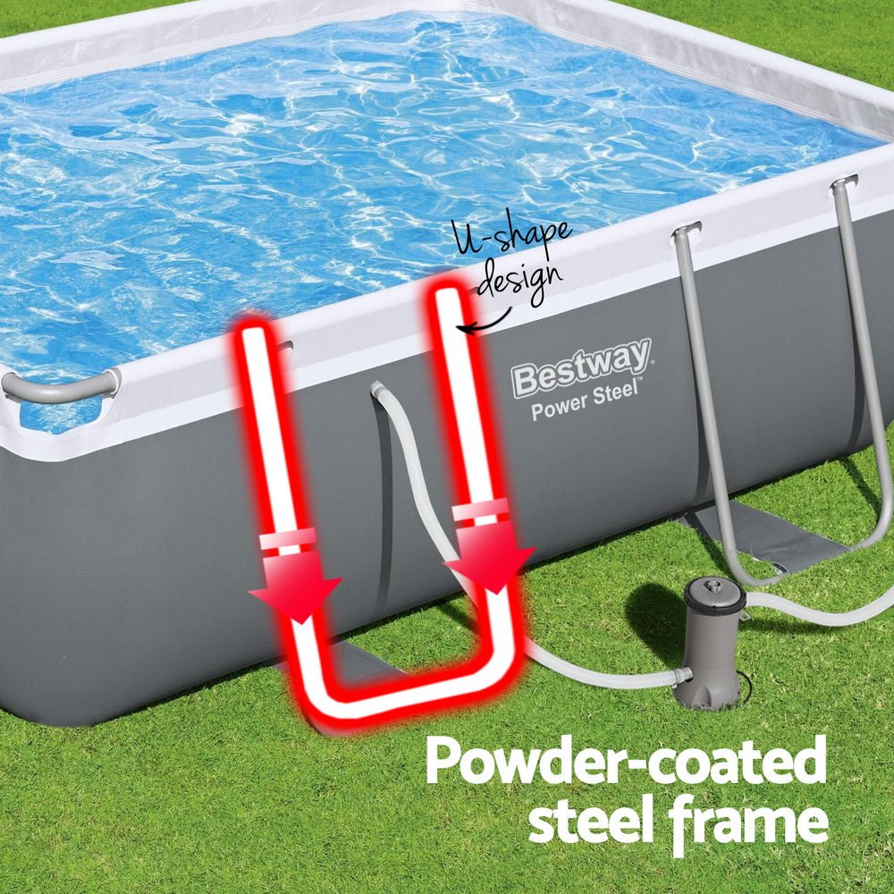 Bestway Swimming Pool 282x196x84cm Steel Frame Above Ground Pools Filter Pump 3662L - Outdoorium