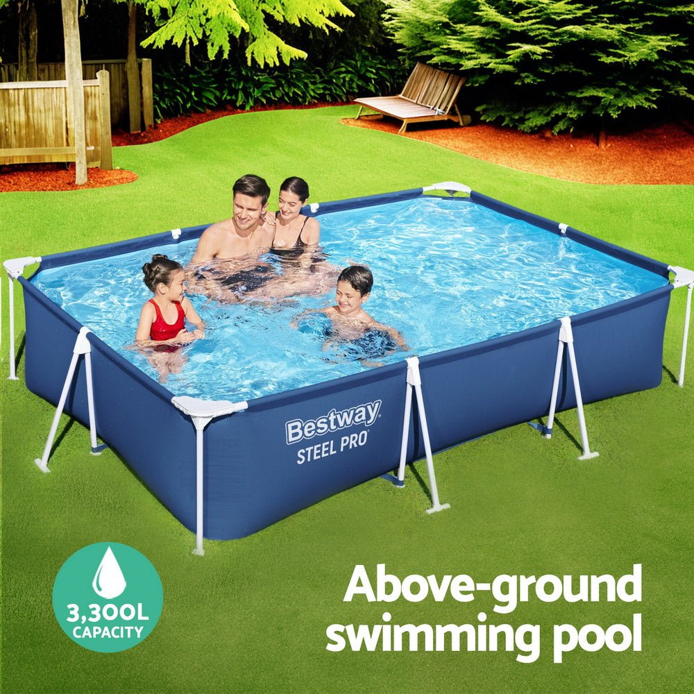 Bestway Swimming Pool 300x201x66cm Steel Frame Above Ground Pools 3300L - Outdoorium