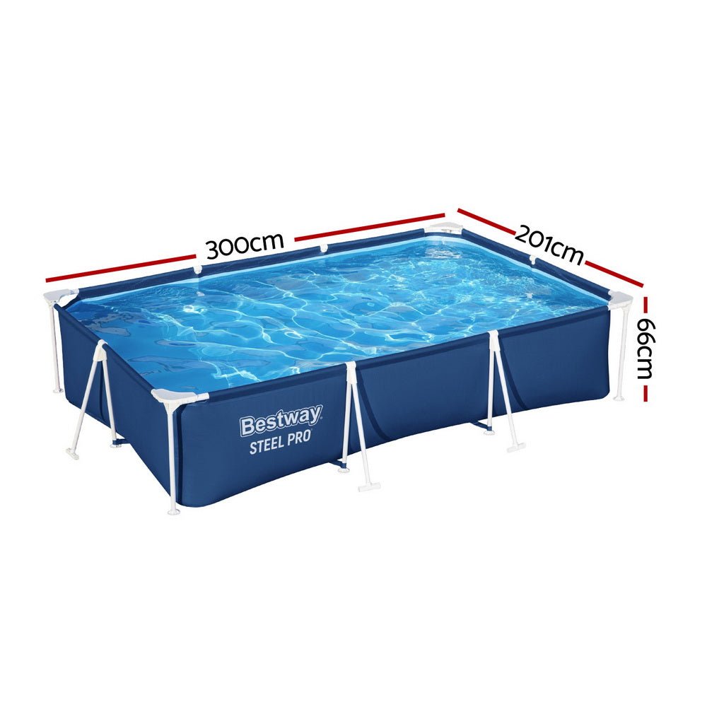 Bestway Swimming Pool 300x201x66cm Steel Frame Above Ground Pools 3300L - Outdoorium