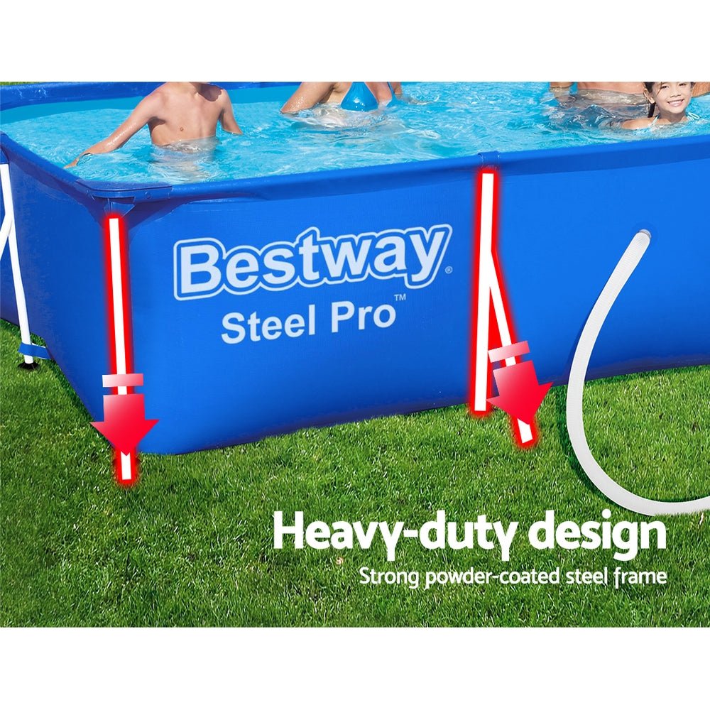 Bestway Swimming Pool 400x211x81cm Steel Frame Above Ground Pools w/ Filter Pump 5700L - Outdoorium