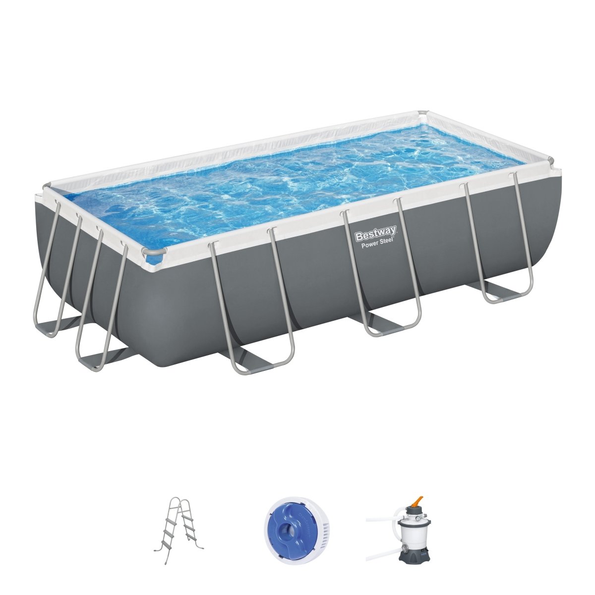 Bestway Swimming Pool 404x201x100cm Steel Frame Above Ground Pools Filter Pump Ladder 6478L - Outdoorium