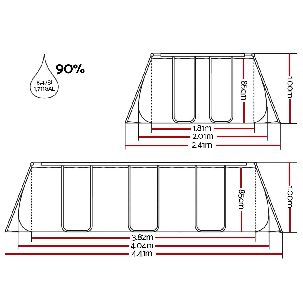 Bestway Swimming Pool 404x201x100cm Steel Frame Above Ground Pools Filter Pump Ladder 6478L - Outdoorium