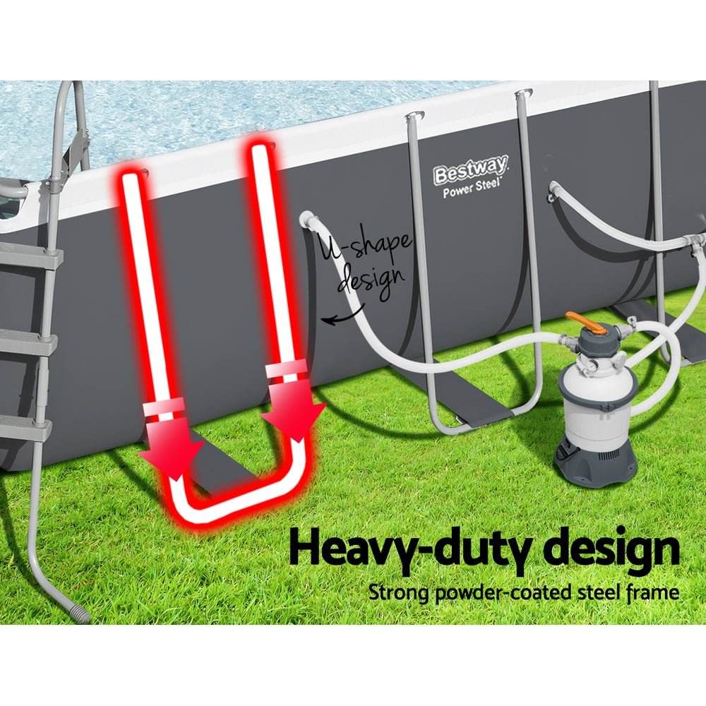 Bestway Swimming Pool 404x201x100cm Steel Frame Above Ground Pools Filter Pump Ladder 6478L - Outdoorium