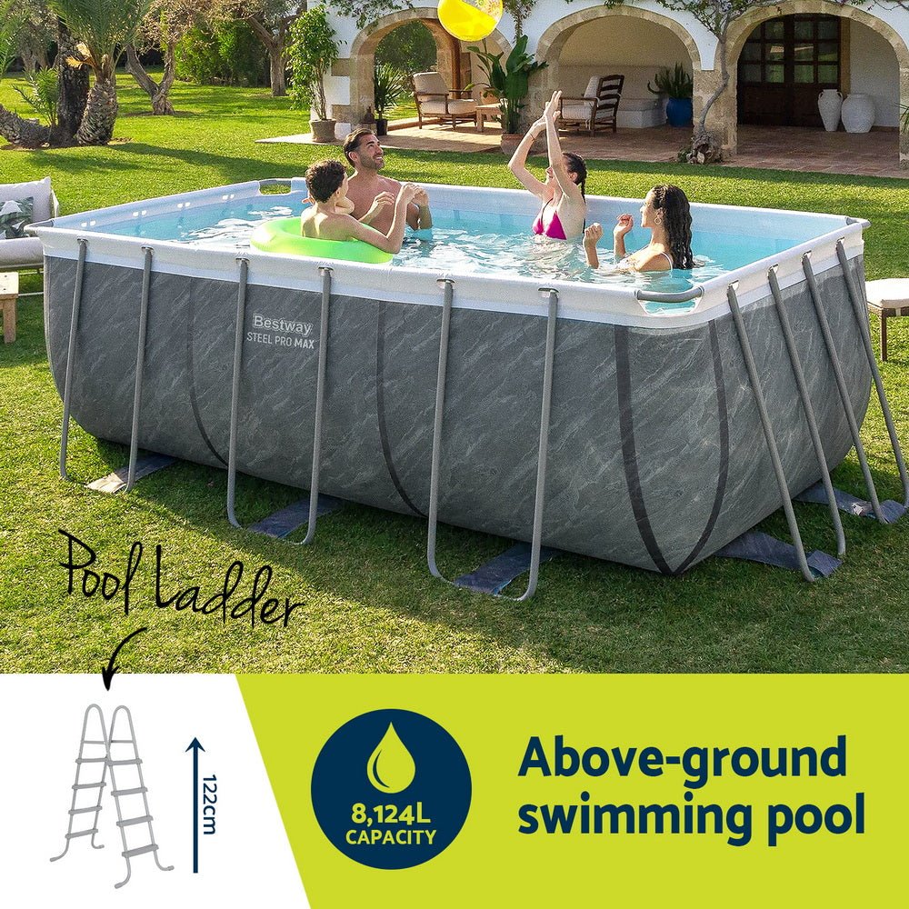 Bestway Swimming Pool 412x201x122cm Steel Frame Pool Set w/Pump Ladder | Outdoorium