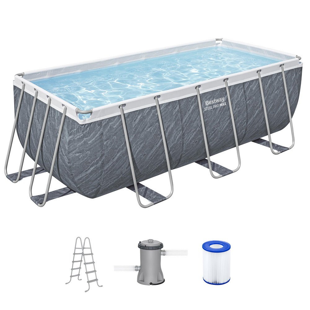 Bestway Swimming Pool 412x201x122cm Steel Frame Pool Set w/Pump Ladder | Outdoorium