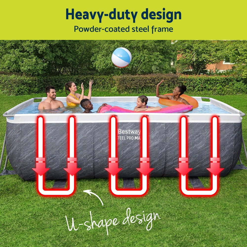 Bestway Swimming Pool 412x201x122cm Steel Frame Pool Set w/Pump Ladder | Outdoorium