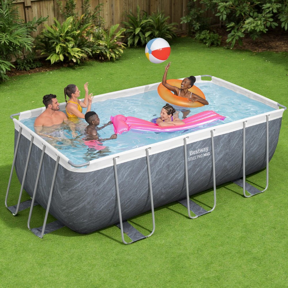 Bestway Swimming Pool 412x201x122cm Steel Frame Pool Set w/Pump Ladder | Outdoorium