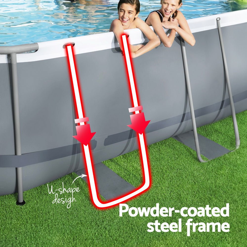 Bestway Swimming Pool 427x250x100cm Steel Frame Above Ground Pools Filter Pump Ladder 7250L - Outdoorium