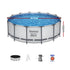 Bestway Swimming Pool 427x427x122cm Steel Frame Above Ground Pools Round Filter Pump Ladder - Outdoorium