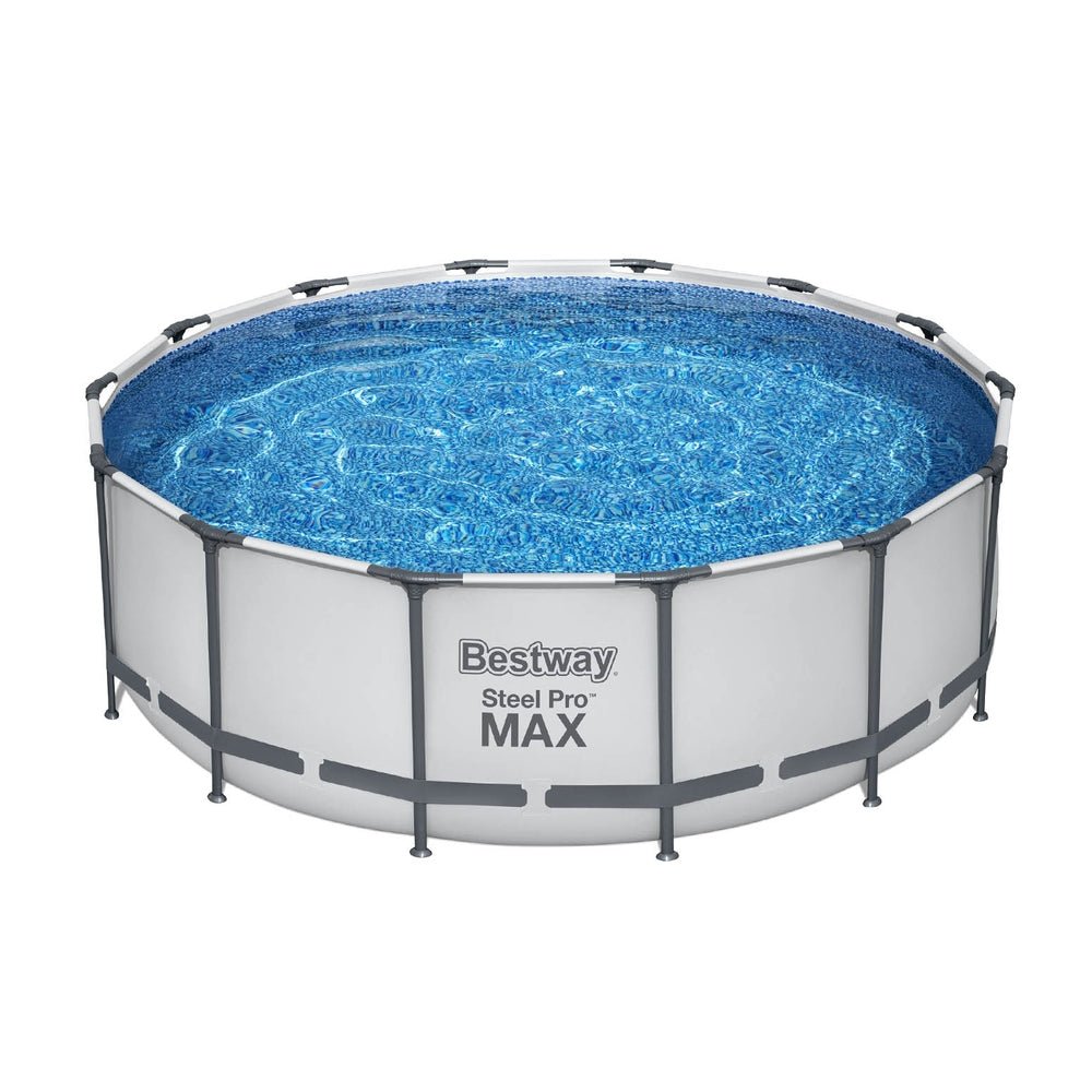 Bestway Swimming Pool 427x427x122cm Steel Frame Above Ground Pools Round Filter Pump Ladder - Outdoorium