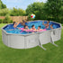Bestway Swimming Pool 610 x 366cm Steel Frame Round Pool Set w/ Filter Ladder | Outdoorium