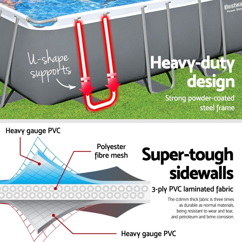 Bestway Swimming Pool 732x366x132cm Steel Frame Above Ground Pools Ladder 30045L - Outdoorium