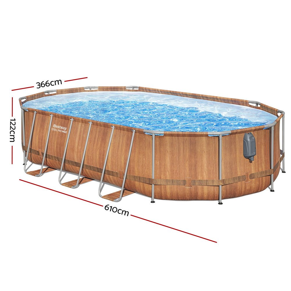 Bestway Swimming Pool Steel Frame Luxury Pool & SPA Massage Set 6.1x3.66x1.22m | Outdoorium