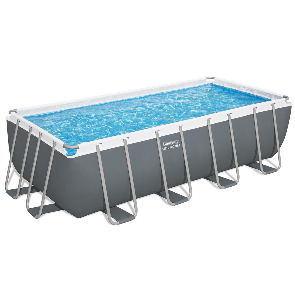 Bestway Swimming Pool Steel Frame Pool Set w/ Filter Pump Ladder Cover 488x244cm | Outdoorium