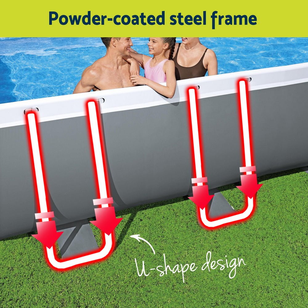 Bestway Swimming Pool Steel Frame Pool Set w/ Filter Pump Ladder Cover 488x244cm | Outdoorium