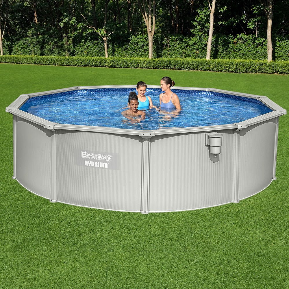 Bestway Swimming Pool Steel Frame Round Pool Set 457cm w/ Filter Ladder 17430L | Outdoorium