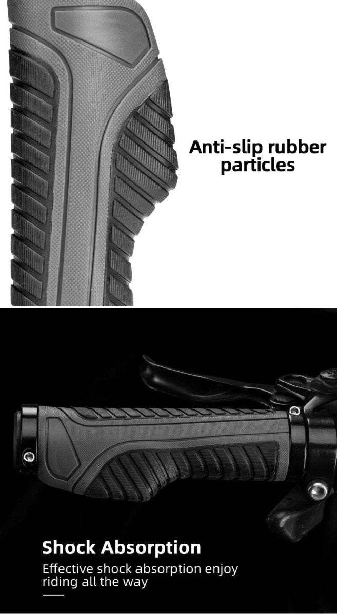 Bicycle Grips MTB Road Bike Double Lock Rubber Handlebar Grips Anti - Slip Rock Bros BLACK | Outdoorium