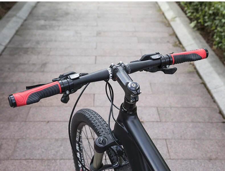 Bicycle Grips MTB Road Bike Double Lock Rubber Handlebar Grips Anti - Slip Rock Bros BLACK | Outdoorium