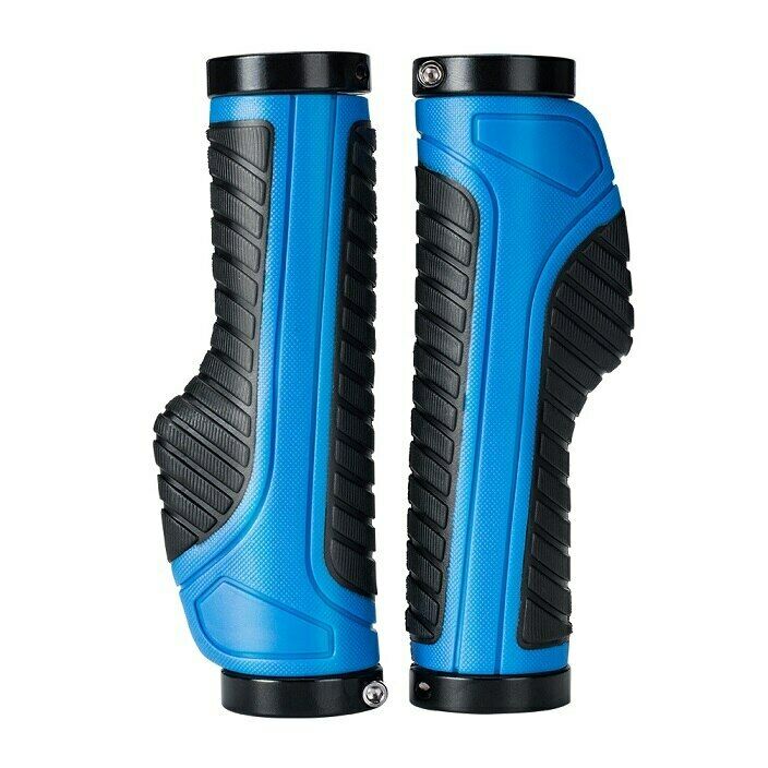 Bicycle Grips MTB Road Bike Double Lock Rubber Handlebar Grips Anti - Slip Rock Bros BLUE - Outdoorium