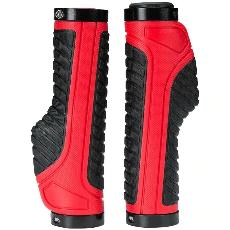 Bicycle Grips MTB Road Bike Double Lock Rubber Handlebar Grips Anti - Slip Rock Bros RED - Outdoorium