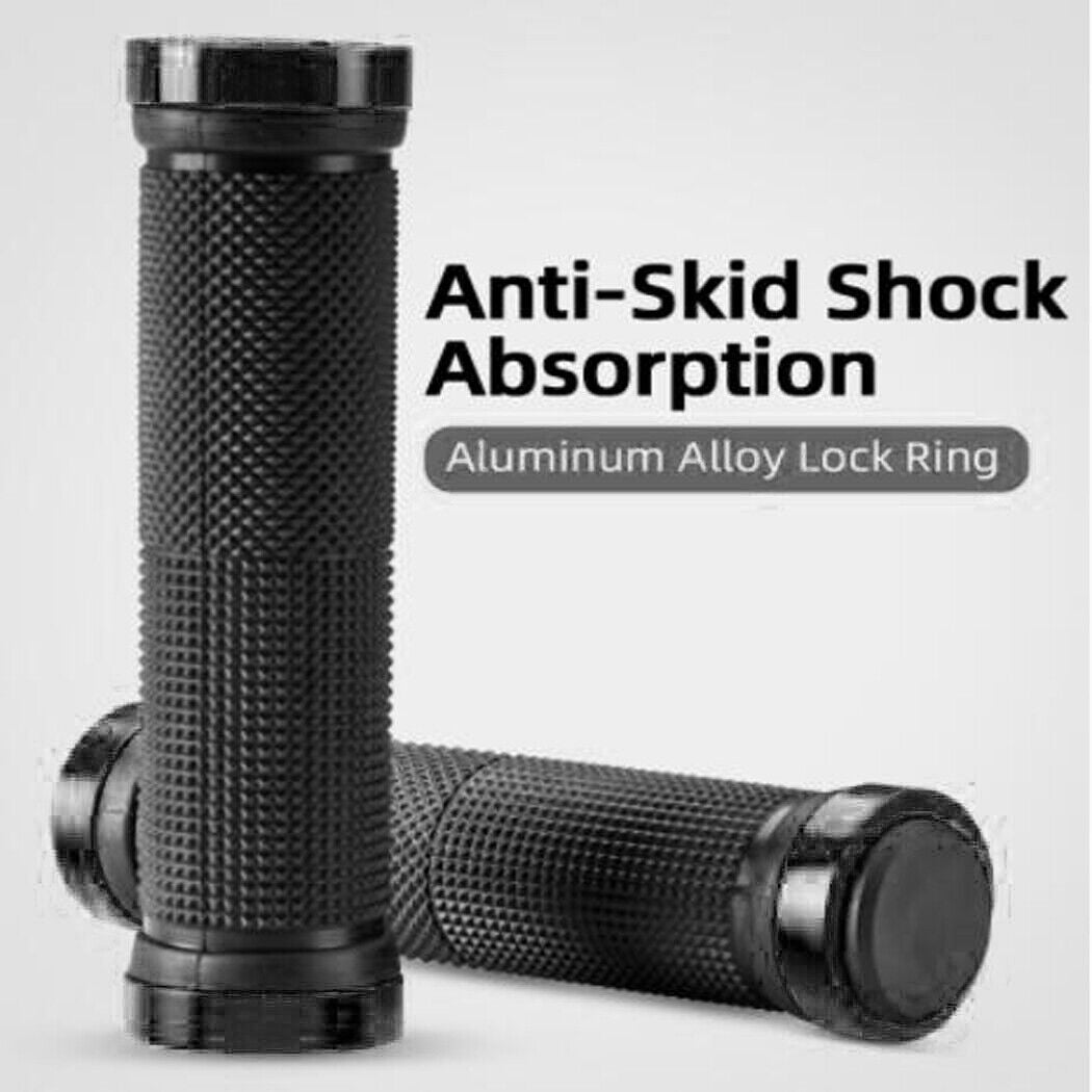 Bike Handlebar Grips MTB Mountain BMX Bike Bicycle Soft BLACK Fixed Double Lock Screw Tight Grips - Easy Fit - Rockbros - Outdoorium