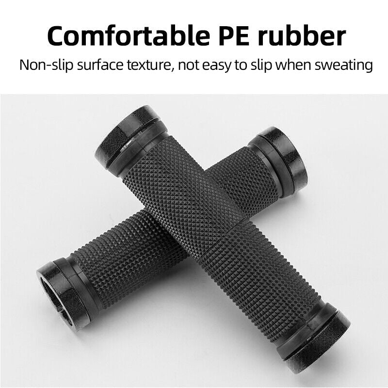 Bike Handlebar Grips MTB Mountain BMX Bike Bicycle Soft BLACK Fixed Double Lock Screw Tight Grips - Easy Fit - Rockbros - Outdoorium