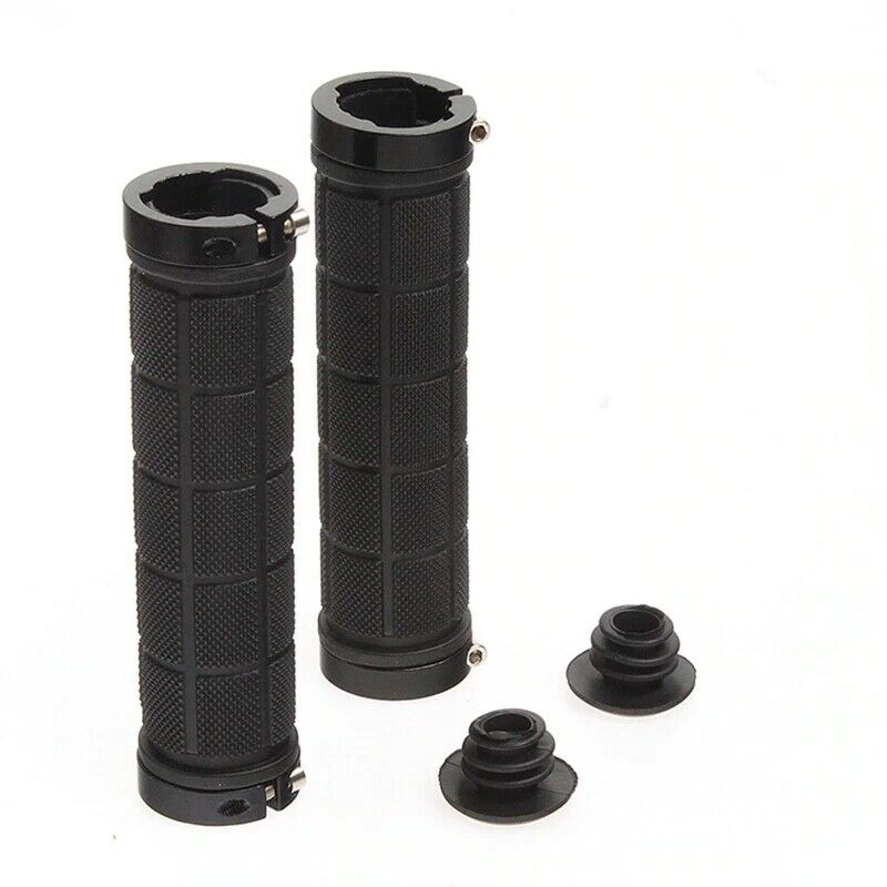 Bike Handlebar Grips MTB Mountain BMX Bike Bicycle Soft BLACK Fixed Double Lock Screw Tight Grips - Easy Fit - Rockbros - Outdoorium