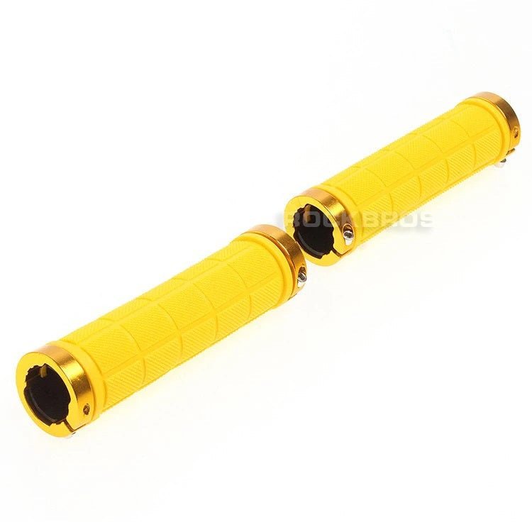 Bike Handlebar Grips MTB Mountain BMX Bike Bicycle Soft YELLOW Fixed Double Lock Screw Tight Grips - Easy Fit - Rockbros - Outdoorium